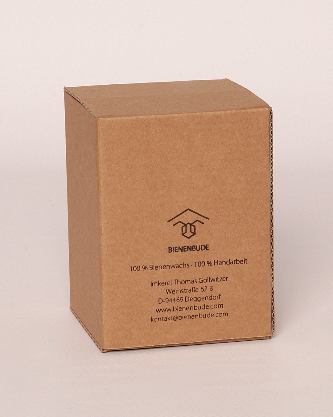 Verpackung für Stumpenkerze aus Bienenwachs, 10 x 8 cm